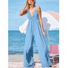 imageCUPSHE Womens Romper Plunging V Neck Sleeveless Pocket Jumpsuit Casual VacationBlue