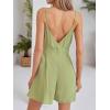 imageCUPSHE Womens Romper Woven V Neck Sleeveless Wrapped Waist Pockets Wide leg Jumpsuit Outfit Casual DressyGreen