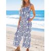 imageCUPSHE Womens Sleeveless Floral Tropical Romper Wrap Ruffles Summer Beach Vacation Camisole Wide Leg Jumpsuit with PocketsBlue