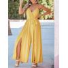imageCUPSHE Womens Sleeveless Spaghetti Straps Jumpsuit Self Tie Split Long Pants Dressy Vacation OutfitsYellow