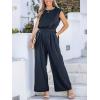 imageCUPSHE Womens Summer Cap Sleeve Jumpsuit Round Neck Sleeveless Front Pleats Straight Leg Romper Beach Vacation OutfitsBlack