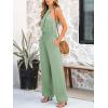 imageCUPSHE Womens Summer Sleeveless Smocked Waist Straight Leg Tie Back Dressy Jumpsuits Rompers 2025 Trendy OutfitsGreen