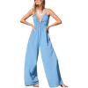 imageCUPSHE Womens Romper Plunging V Neck Sleeveless Pocket Jumpsuit Casual VacationBlue