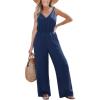 imageCUPSHE Womens Romper Woven V Neck Sleeveless Knotted Shoulder Straps Wide leg Jumpsuit Outfit Casual DressyNavy