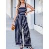 imageCUPSHE Womens Romper Square Neck Sleeveless Stripe Tied Jumpsuit Wide leg Outfit Casual DressyNavy