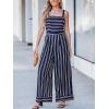 imageCUPSHE Womens Romper Square Neck Sleeveless Stripe Tied Jumpsuit Wide leg Outfit Casual DressyNavy