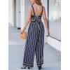 imageCUPSHE Womens Romper Square Neck Sleeveless Stripe Tied Jumpsuit Wide leg Outfit Casual DressyNavy