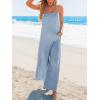 imageCUPSHE Womens Romper Square Neck Sleeveless Waist Wide leg Jumpsuit Outfit Coverup Casual DressyBlue