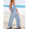 imageCUPSHE Womens Romper Square Neck Sleeveless Waist Wide leg Jumpsuit Outfit Coverup Casual DressyBlue