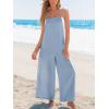 imageCUPSHE Womens Romper Square Neck Sleeveless Waist Wide leg Jumpsuit Outfit Coverup Casual DressyBlue