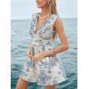 imageCUPSHE Womens Romper V Neck Printed Floral Sleeveless High Waist Jumpsuit Casual VacationBlue
