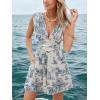 imageCUPSHE Womens Romper V Neck Printed Floral Sleeveless High Waist Jumpsuit Casual VacationBlue