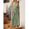 imageCUPSHE Womens Romper V Neck Spaghetti Strap Jumpsuit Sleeveless Wide Leg Belted Romper Elegant Summer OutfitSage Green