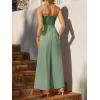 imageCUPSHE Womens Romper V Neck Spaghetti Strap Jumpsuit Sleeveless Wide Leg Belted Romper Elegant Summer OutfitSage Green