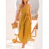 imageCUPSHE Womens Spaghetti Strap Lapel Sleeveless Wide Leg Jumpsuit Tie Front Split Long Pants One Piece Beach Vacation Summer Outfits