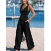 imageCUPSHE Womens Summer Jumpsuits Sleeveless Tie Knot Wide Leg Long Pants Romper with PocketsBlack