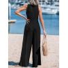 imageCUPSHE Womens Summer Jumpsuits Sleeveless Tie Knot Wide Leg Long Pants Romper with PocketsBlack