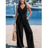 imageCUPSHE Womens Summer Jumpsuits Sleeveless Tie Knot Wide Leg Long Pants Romper with PocketsBlack