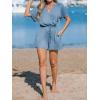 imageCUPSHE Womens Summer Romper Short Sleeve Button Front Wide Leg Beach Vacation Loose JumpsuitBlue