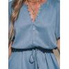 imageCUPSHE Womens Summer Romper Short Sleeve Button Front Wide Leg Beach Vacation Loose JumpsuitBlue