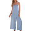 imageCUPSHE Womens Romper Square Neck Sleeveless Waist Wide leg Jumpsuit Outfit Coverup Casual DressyBlue