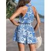 imageCUPSHE Womens Romper Summer Halter Neck Printed Sleeveless High Waist Jumpsuit Casual VacationBlue