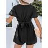 imageCUPSHE Womens Romper V Neck Short Flutter Sleeves Knotted Detail Wide leg Outfit Casual DressyBlack