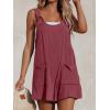 imageCUPSHE Womens Summer Sleeveless Overall Adjustable Loose Jumpsuit Beach Romper Travel Vacation Outfits with PocketsBrick Red