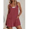 imageCUPSHE Womens Summer Sleeveless Overall Adjustable Loose Jumpsuit Beach Romper Travel Vacation Outfits with PocketsBrick Red