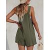imageCUPSHE Womens Summer Sleeveless Overall Adjustable Loose Jumpsuit Beach Romper Travel Vacation Outfits with PocketsDark Green