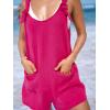 imageCUPSHE Womens Summer Sleeveless Overall Adjustable Loose Jumpsuit Beach Romper Travel Vacation Outfits with PocketsFuchsia
