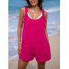 imageCUPSHE Womens Summer Sleeveless Overall Adjustable Loose Jumpsuit Beach Romper Travel Vacation Outfits with PocketsFuchsia