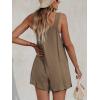 imageCUPSHE Womens Summer Sleeveless Overall Adjustable Loose Jumpsuit Beach Romper Travel Vacation Outfits with PocketsLight Brown