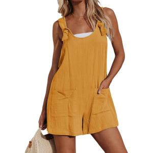 imageCUPSHE Womens Summer Sleeveless Overall Adjustable Loose Jumpsuit Beach Romper Travel Vacation Outfits with PocketsGinger