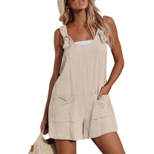 imageCUPSHE Womens Summer Sleeveless Overall Adjustable Loose Jumpsuit Beach Romper Travel Vacation Outfits with PocketsYellow