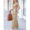 imageCUPSHE Womens Lapel Sleeveless Wide Leg Jumpsuit Button Front Self Tie Dressy Overall Work Beach Vacation Summer OutfitsKhaki