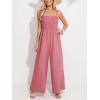 imageCUPSHE Womens Overall Jumpsuit Square Neck Cami Straps Smocked Sleeveless Wide Leg Romper Casual Dressy OutfitPink