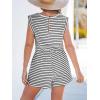 imageCUPSHE Womens Romper Knit Round Neck Sleeveless Waist Tie Pockets Loose leg fit Jumpsuit Outfit Casual DressyWhite