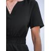 imageCUPSHE Womens Romper Overall Short Sleeves Smocked Waist Wide Leg Boho Jumpsuits Rompers Dressy 2025Black