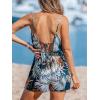 imageCUPSHE Womens Romper V Neck Sleeveless Cami Straps Waist Tie Wide leg Jumpsuit Outfit Coverup Casual DressyBlue