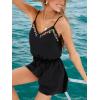 imageCUPSHE Womens Romper V Neck Sleeveless Floral Jumpsuit Straight leg Outfit Casual DressyBlack