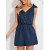 imageCUPSHE Womens Romper V Neck Sleeveless Tied Wide Jumpsuit leg Mini Outfit Casual DressyNavy