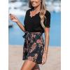 imageCUPSHE Womens Romper V Neck Waist Belt Straight Leg Scalloped Hem Short Sleeve Outfit Casual DressyOrange