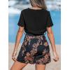 imageCUPSHE Womens Romper V Neck Waist Belt Straight Leg Scalloped Hem Short Sleeve Outfit Casual DressyOrange