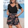 imageCUPSHE Womens Romper V Neck Waist Belt Straight Leg Scalloped Hem Short Sleeve Outfit Casual DressyOrange