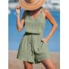 imageCUPSHE Womens Summer Romper V Neckline Sleeveless Waist Self Tie Wide Leg Button Front Spaghetti Strap Shorts Beach Vacation Outfits with Pockets with Pockets