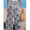 imageCUPSHE Womens Wide Leg Pants Elastic High Waisted Beach Trousers Cotton Linen Summer PalazzoBlue
