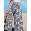imageCUPSHE Womens Wide Leg Pants Elastic High Waisted Beach Trousers Cotton Linen Summer PalazzoBlue