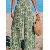 imageCUPSHE Womens Wide Leg Pants Elastic High Waisted Beach Trousers Cotton Linen Summer PalazzoGreen