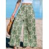 imageCUPSHE Womens Wide Leg Pants Elastic High Waisted Beach Trousers Cotton Linen Summer PalazzoGreen
